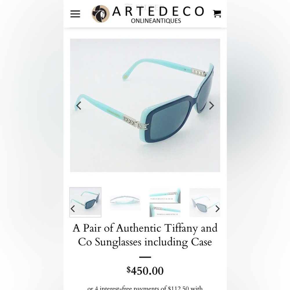 Tiffany & Co. Light Blue Women's Sunglasses with Crystal-Embellished Arms - Picture 12 of 13